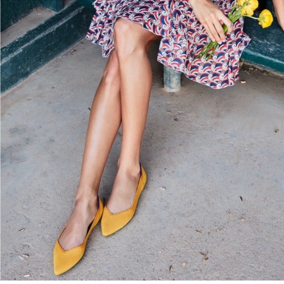 Rothy's Shoes - Rothy’s saffron yellow goldenrod rare pointed flats
